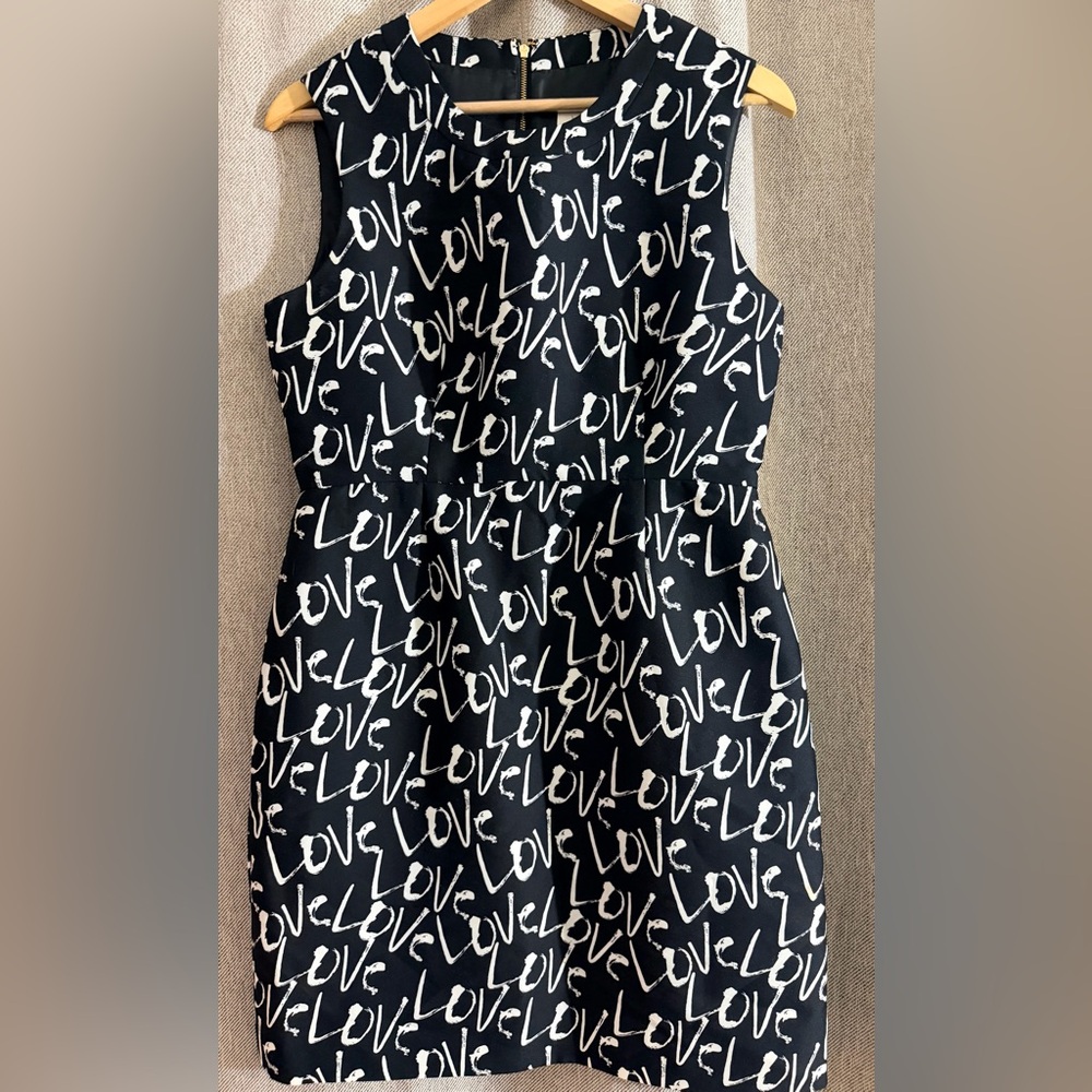 kate spade Black & White 'LOVE' Print Sleeveless Mini Dress